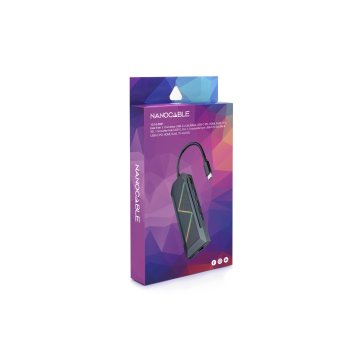 Hub Nanocable USB-C a USB-A/C HDMI RJ45 (10.16.0801)