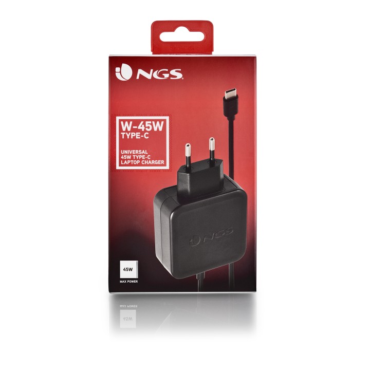 Cargador Pared NGS 45W Cable USB-C Negro (W-45WTYPEC)