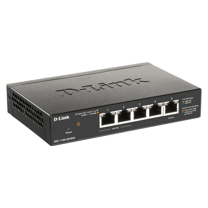 Switch D-Link 5xRJ45 GbE PoE Negro (DGS-1100-05PDV2)