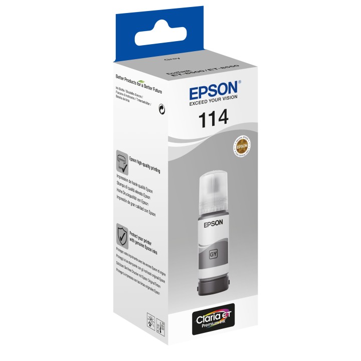 Botella Tinta Epson EcoTank 114 Gris 70ml (C13T07B540)