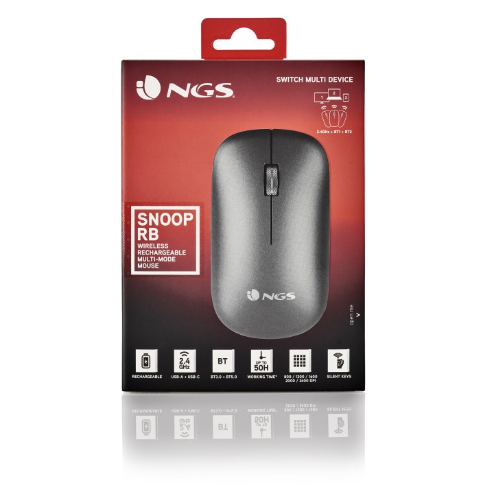 Ratón NGS Óptico Bluetooth 5.1 2400dpi Gris (SNOOP-RB)