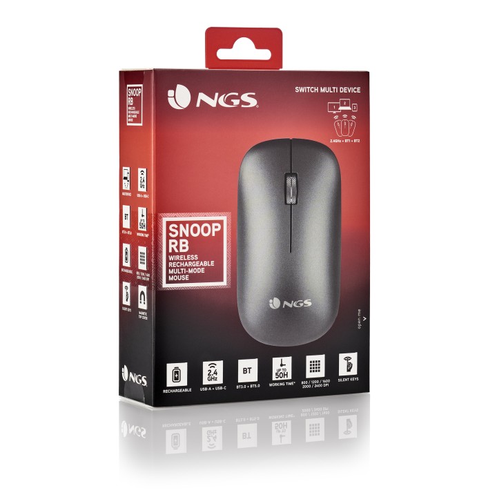 Ratón NGS Óptico Bluetooth 5.1 2400dpi Gris (SNOOP-RB)