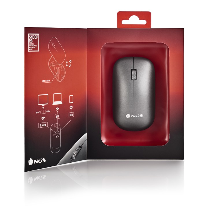 Ratón NGS Óptico Bluetooth 5.1 2400dpi Gris (SNOOP-RB)