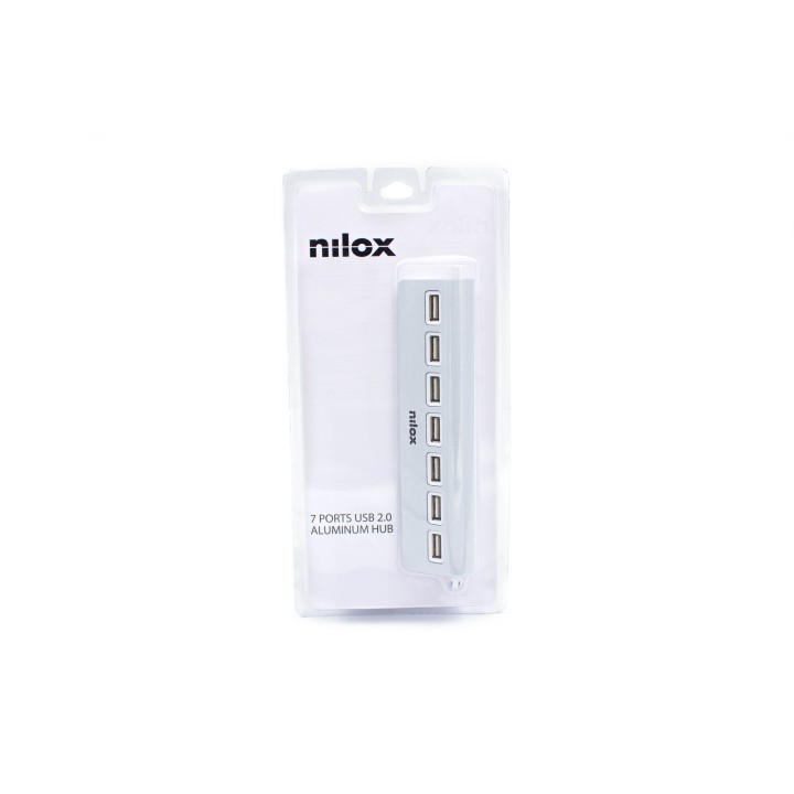 Hub NILOX USB 2.0 a 7xUSB 2.0 Aluminio Gris (NXHU7ALU2)