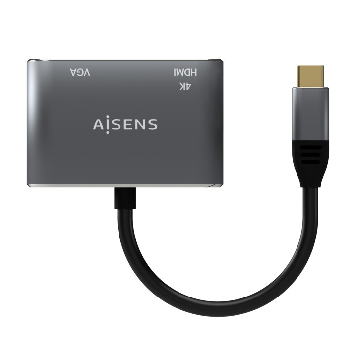 Adaptador AISENS USB-C a VGA/HDMI 15cm Gris (A109-0627)