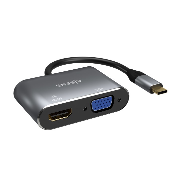 Adaptador AISENS USB-C a VGA/HDMI 15cm Gris (A109-0627)