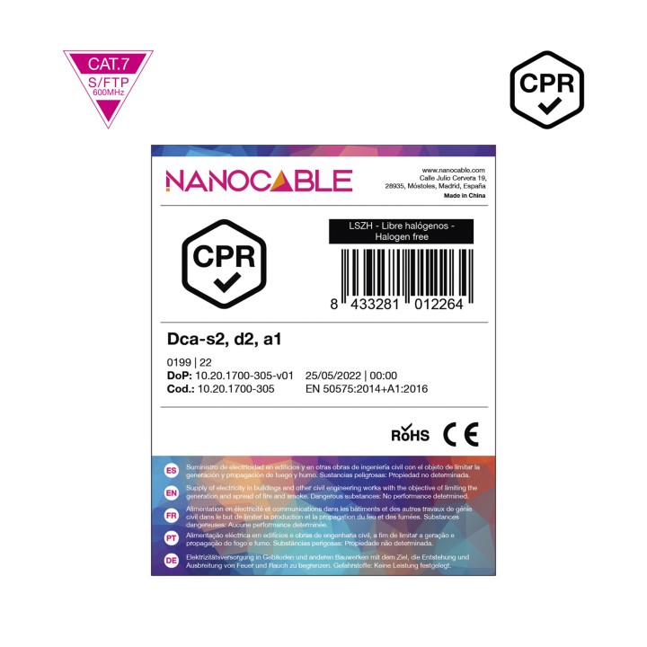 Cable de Red Nanocable Cat.7 SFTP 305m (10.20.1700-305)