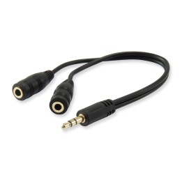 Cable EQUIP Audio 2x3.5mm/M a 3.5mm/H 0.13m (EQ147941)