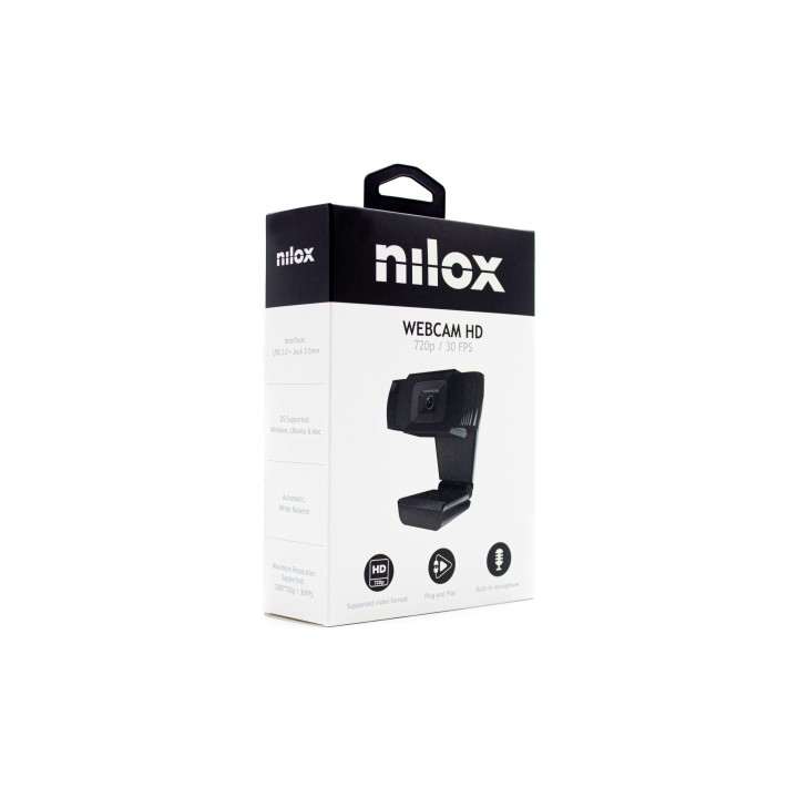 WebCam NILOX HD 720p USB 2.0 Micrófono Negra (NXWC02)