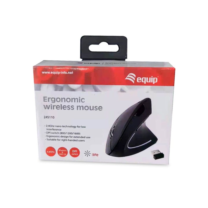 Ratón EQUIP Wireless RF Óptico 1600dpi Negro (EQ245110)