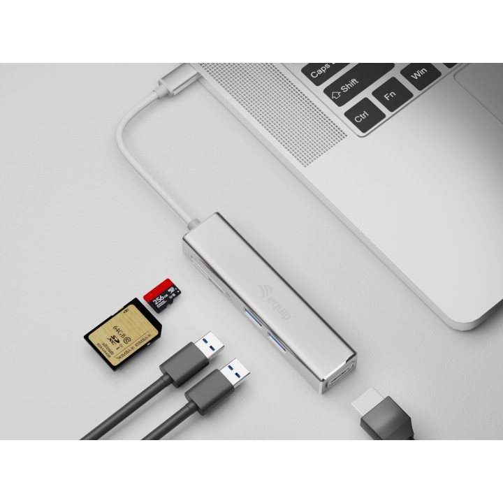 Adaptador EQUIP USB-C a HDMI/USB-A/Lector (EQ133480)