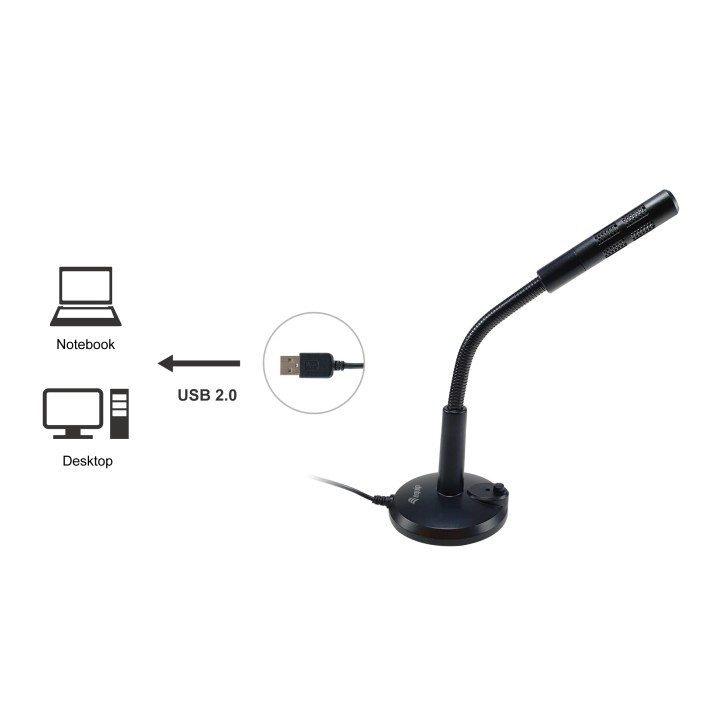 Microfóno Sobremesa EQUIP Life USB-A Negro (EQ245340)