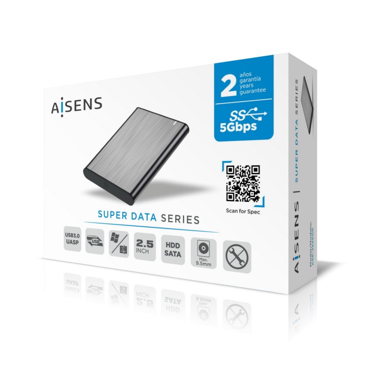 Caja AISENS HDD 2.5" SATA USB 3.0/3.1 Gris (ASE-2525GR)