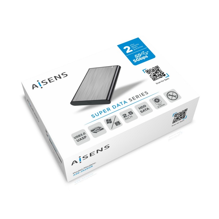 Caja AISENS HDD 2.5" SATA USB 3.0/3.1 Gris (ASE-2525GR)