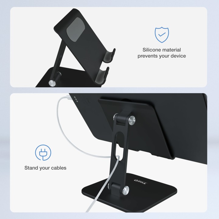 Soporte Tablet TOOQ Plegable 13" Negro(PH-HERMES-NOCHE)
