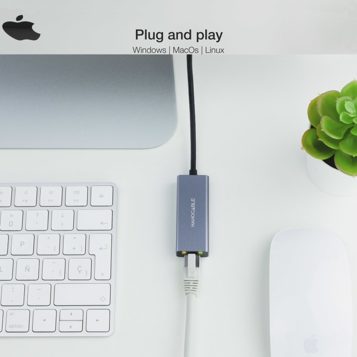 Adaptador Nanocable USB-C a RJ45 15cm Gris (10.03.0406)