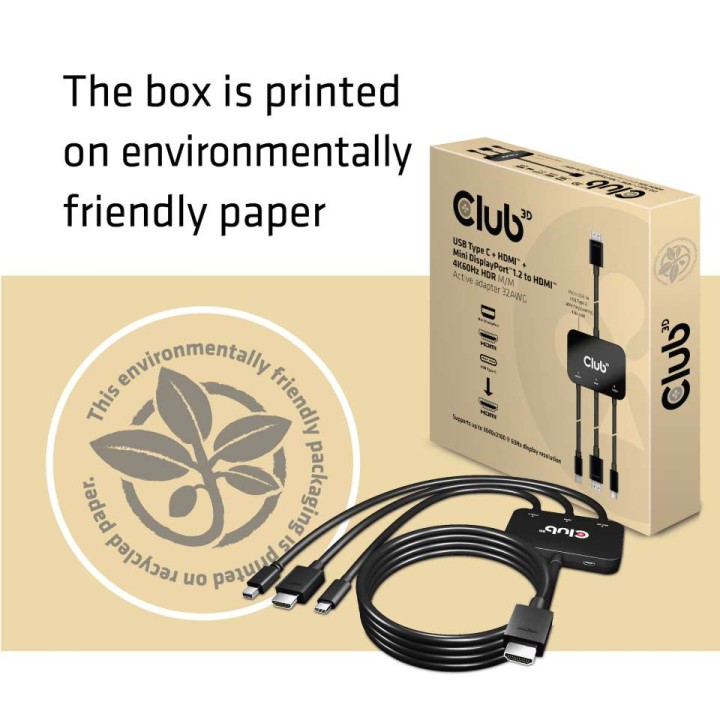 Cable Club 3D HDMI a HDMI+USB-C+MiniDP M/M (CAC-1630)