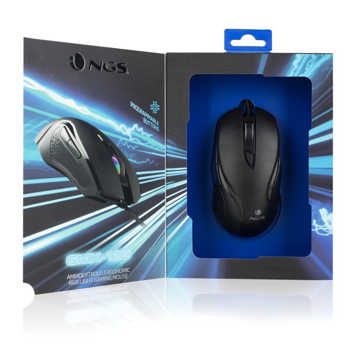 Ratón Gaming NGS Óptico RGB USB 7200dpi Negro (GMX-125)