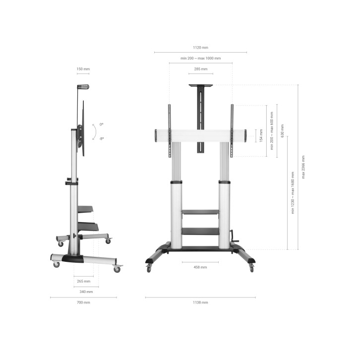 Soporte Suelo AISENS 60-100" Ruedas Plata (FT100TE-125)