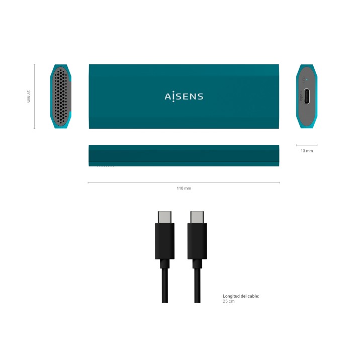 Caja AISENS SSD M.2/SATA USB 3.1 Azul (ASM2-019BLU)