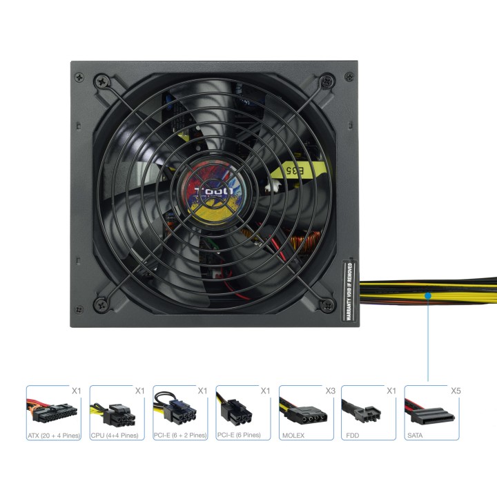 Fuente TooQ ATX 650W PFC 140mm Negra (TQAPOLO-650SP)