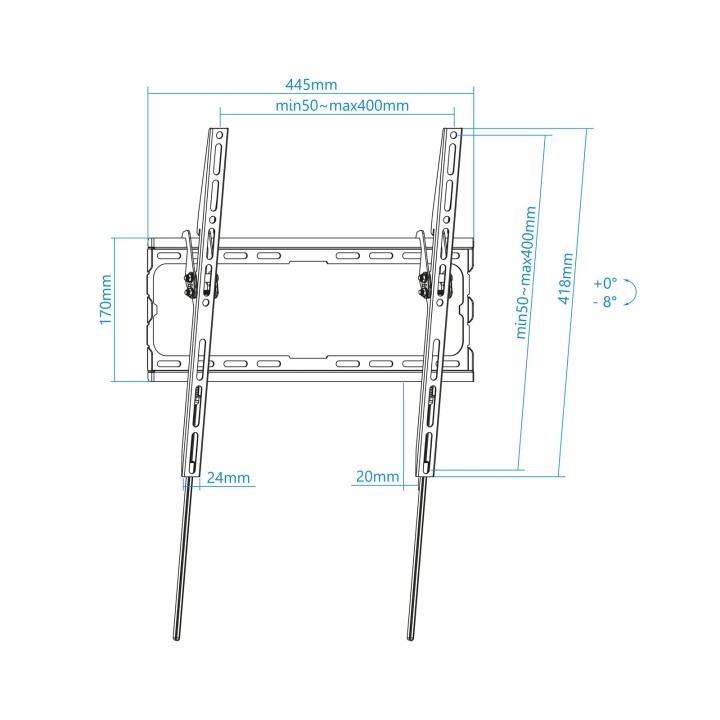 Soporte Pared TOOQ 32"-70" Inclinable 45Kg (LP1071T-B)