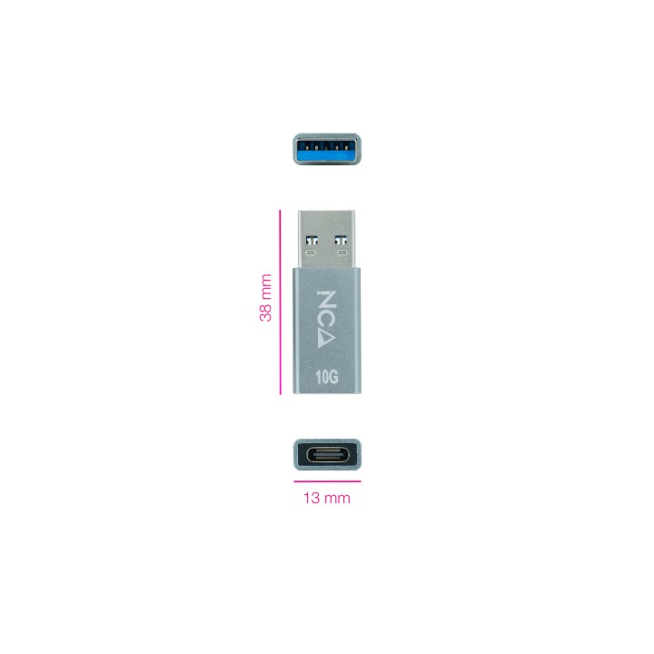 Adaptador Nanocable USB-A/M a USB-C/H Gris (10.02.0013)