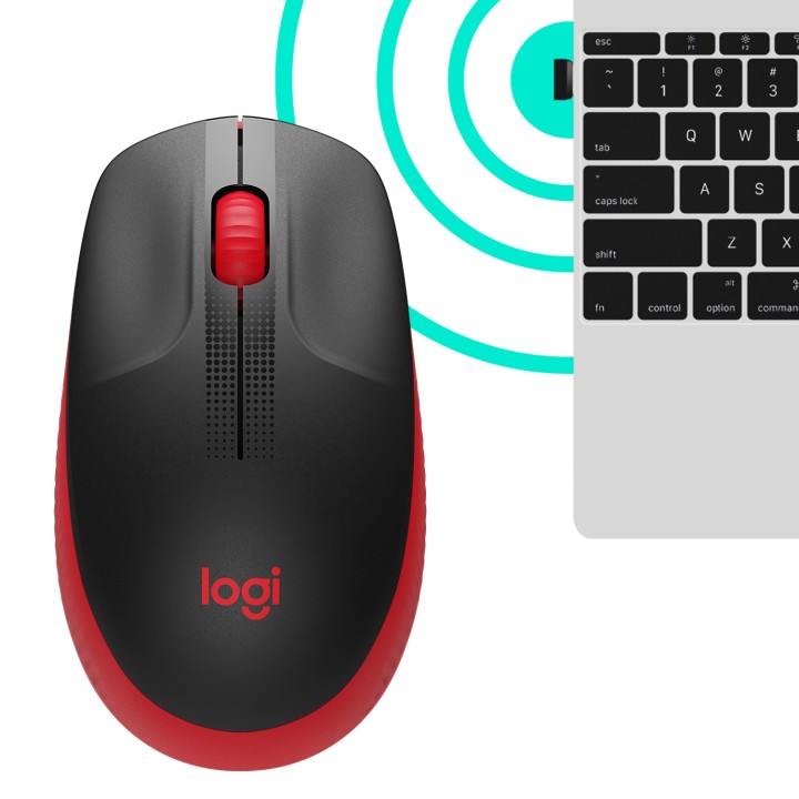 Ratón LOGITECH M190 Óptico RF Negro/Rojo (910-005908)