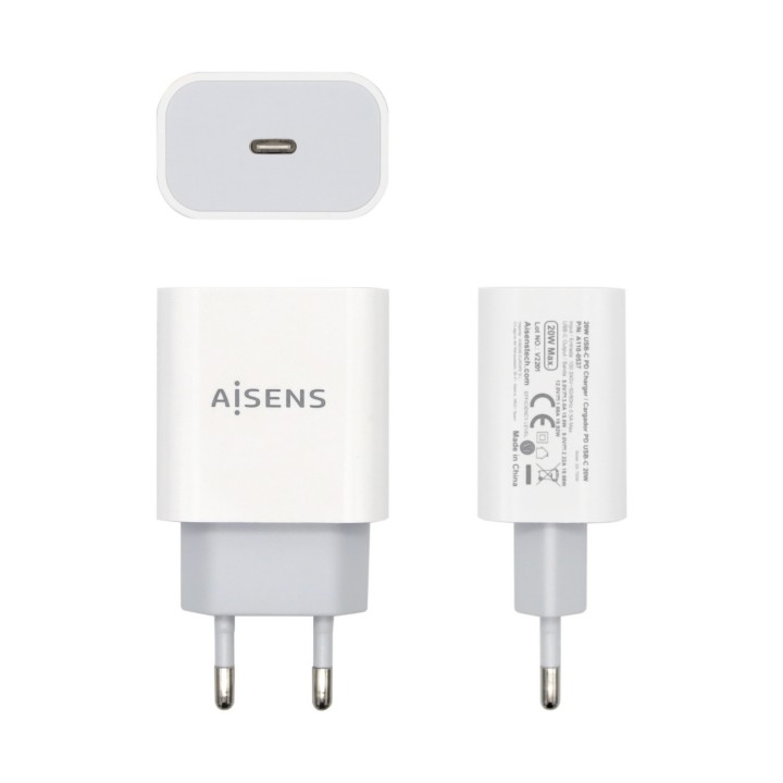 Cargador de Pared AISENS 20W 1xUSB-C Blanco (A110-0537)