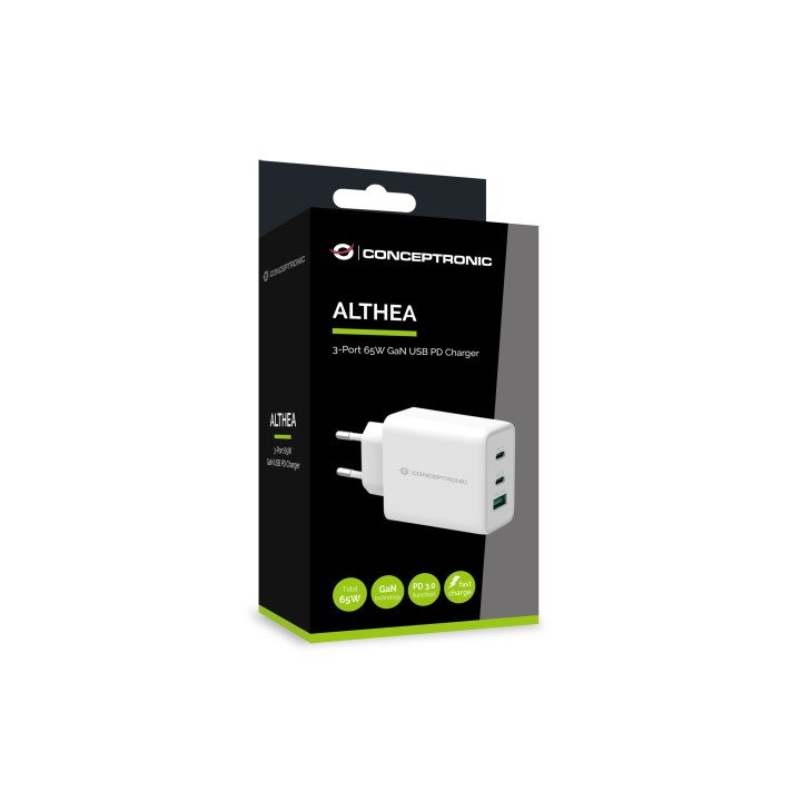 Cargador Pared CONCEPTRONIC 2Usb-C 1Usb-A (ALTHEA12W)