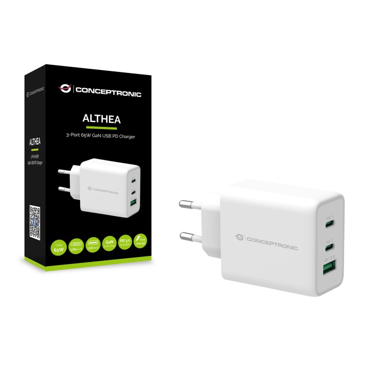 Cargador Pared CONCEPTRONIC 2Usb-C 1Usb-A (ALTHEA12W)