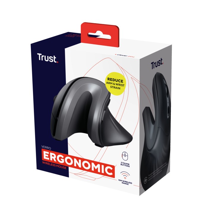 Ratón Vertical Trust Verro Ergonómico RF Negro (23507)