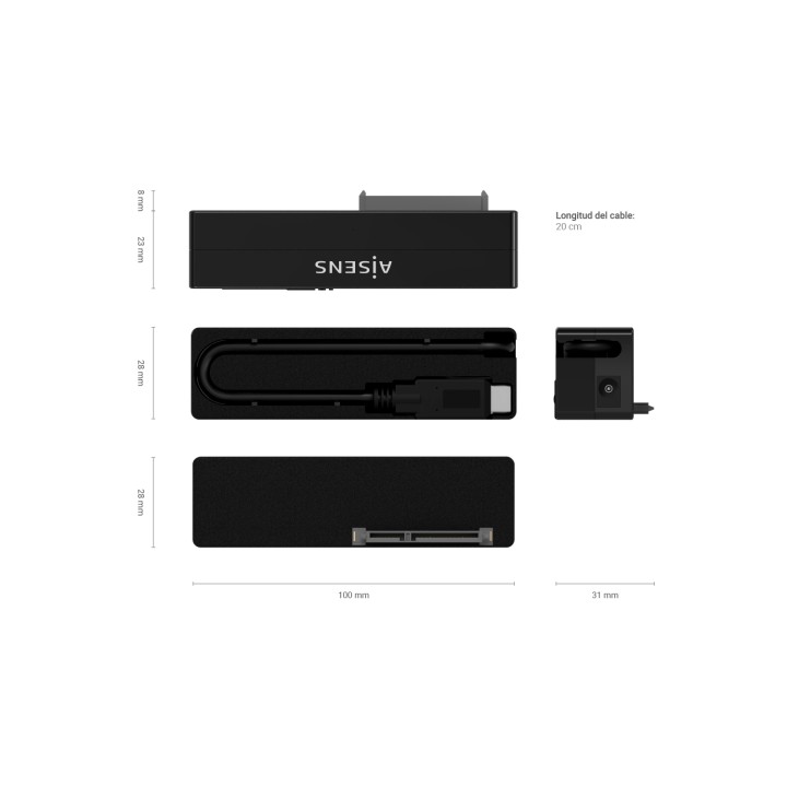 Adaptador AISENS USB-C a SATA 2.5"/3.5" (ASE-35C02B)