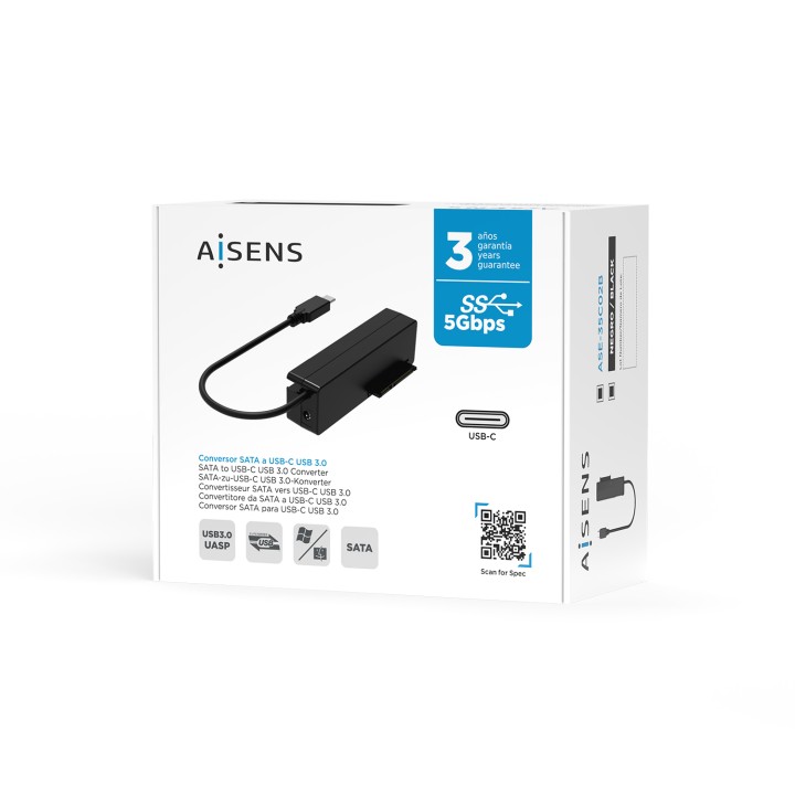 Adaptador AISENS USB-C a SATA 2.5"/3.5" (ASE-35C02B)