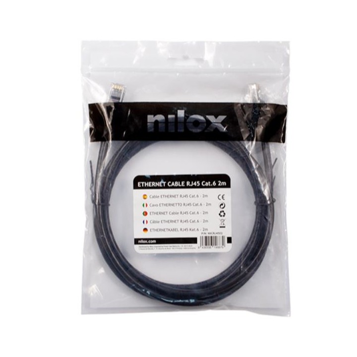 Cable de Red NILOX RJ45 UTP Cat.6 2m Negro (NXCRJ4502)