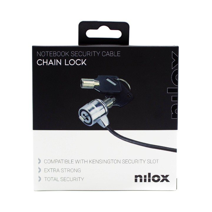 Cable Seguridad NILOX doble llave 1.8m Negro (NXSC001)
