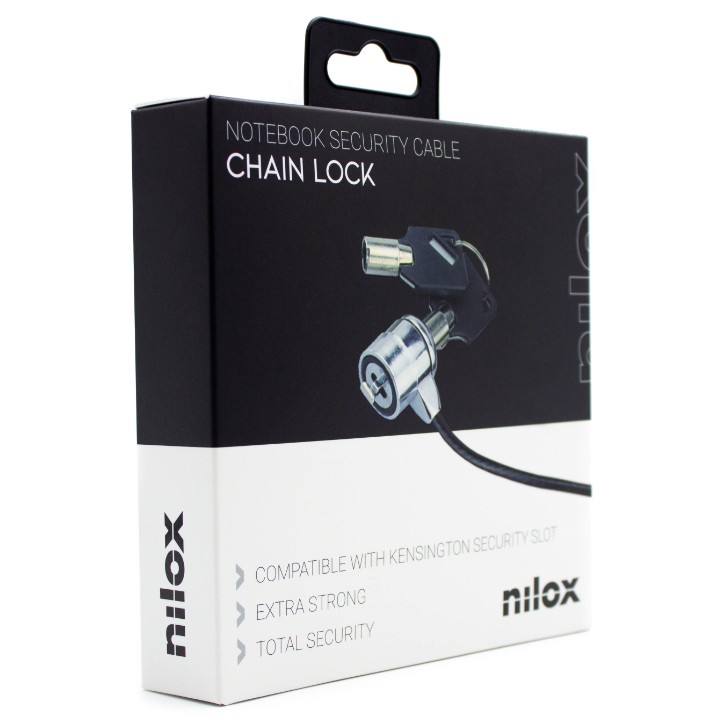 Cable Seguridad NILOX doble llave 1.8m Negro (NXSC001)
