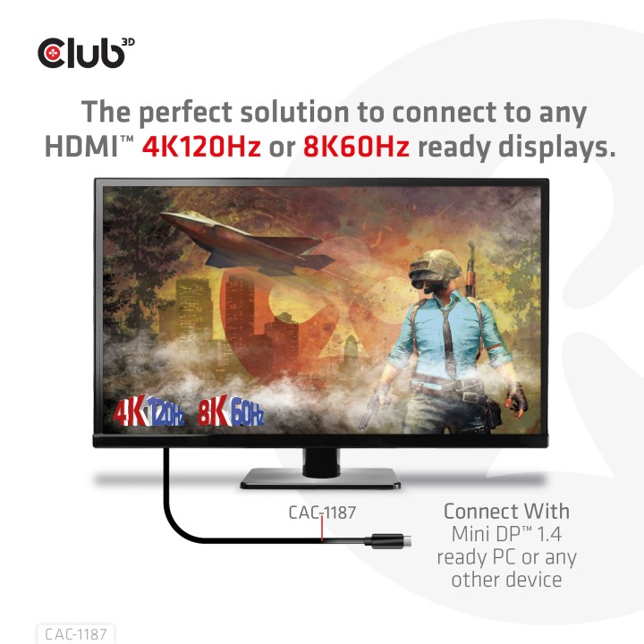 Cable Club 3D Mini DP a HDMI 1.8m M/M Negro CAC-1187