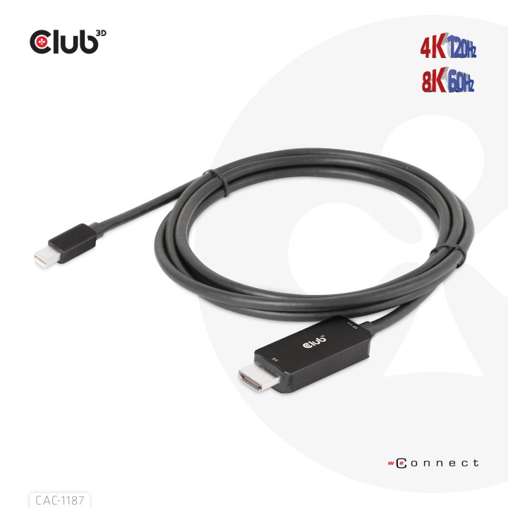 Cable Club 3D Mini DP a HDMI 1.8m M/M Negro CAC-1187