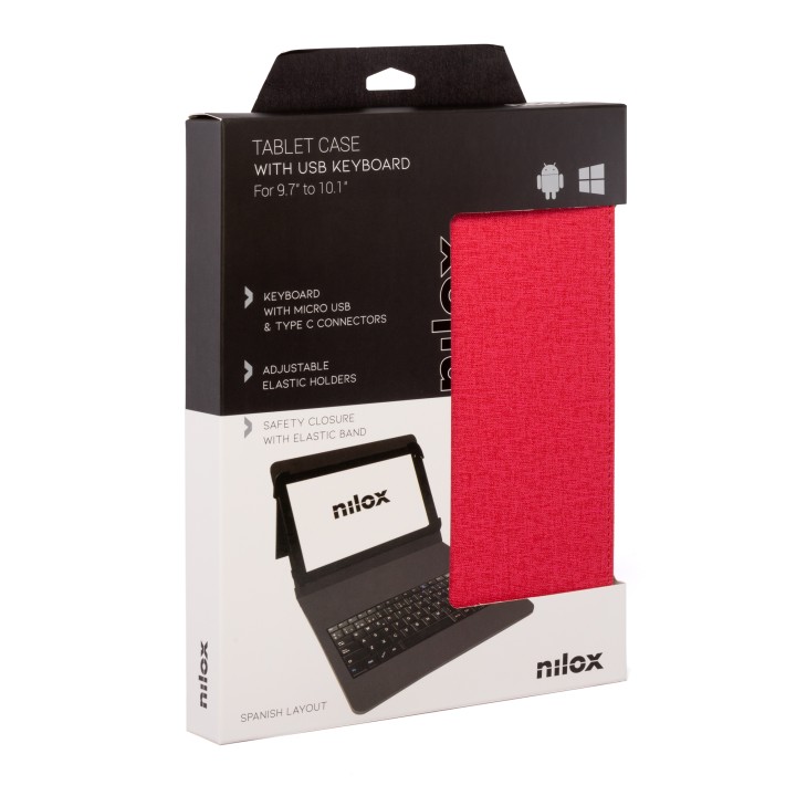 Funda+Teclado NILOX Universal 9.7"-10.5" Roja (NXFU002)