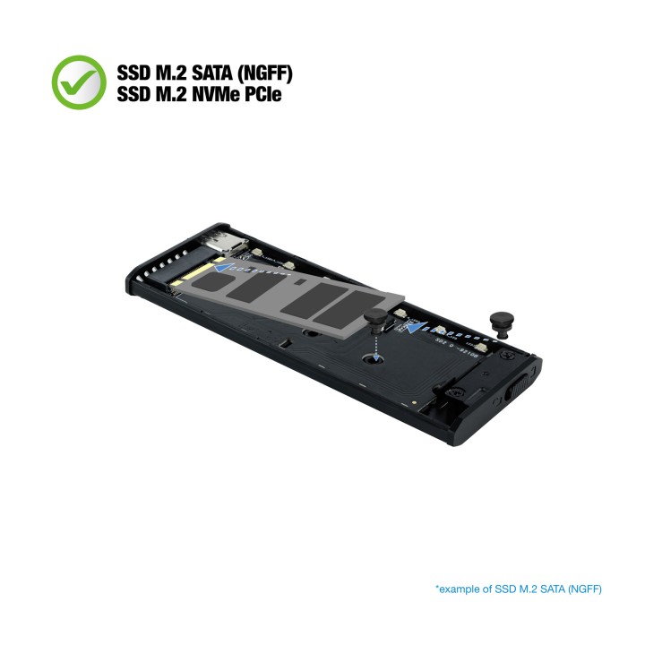 Caja TooQ SSD M.2/PCIe/SATA USB3 RGB Negra (TQE-2222B)