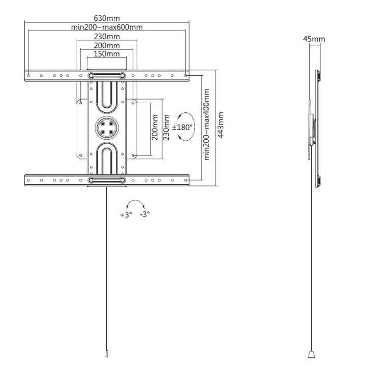 Soporte Pared EQUIP 37"-80" Máx. 50Kg Negro (EQ650331)