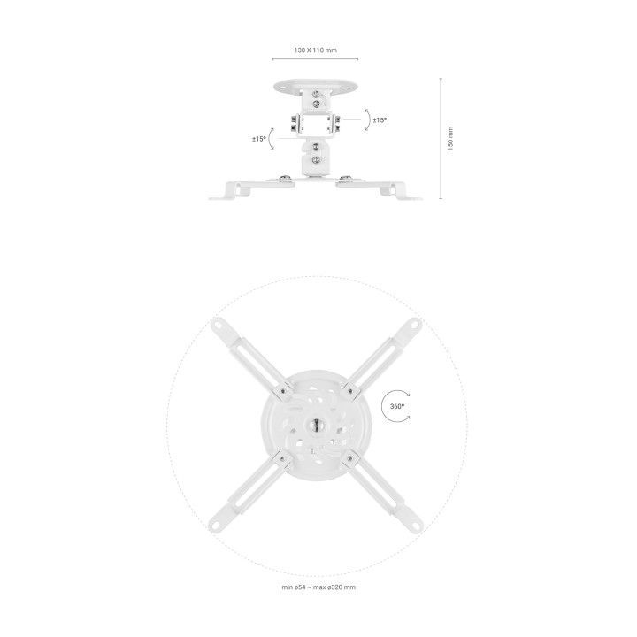 Soporte AISENS Techo Proyector Blanco (CP03TSR-129)