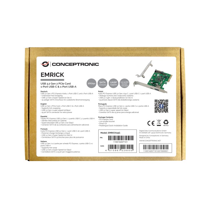 Controladora CONCEPTRONIC PCIe USB-A/C 3.1 (EMRICK09G)