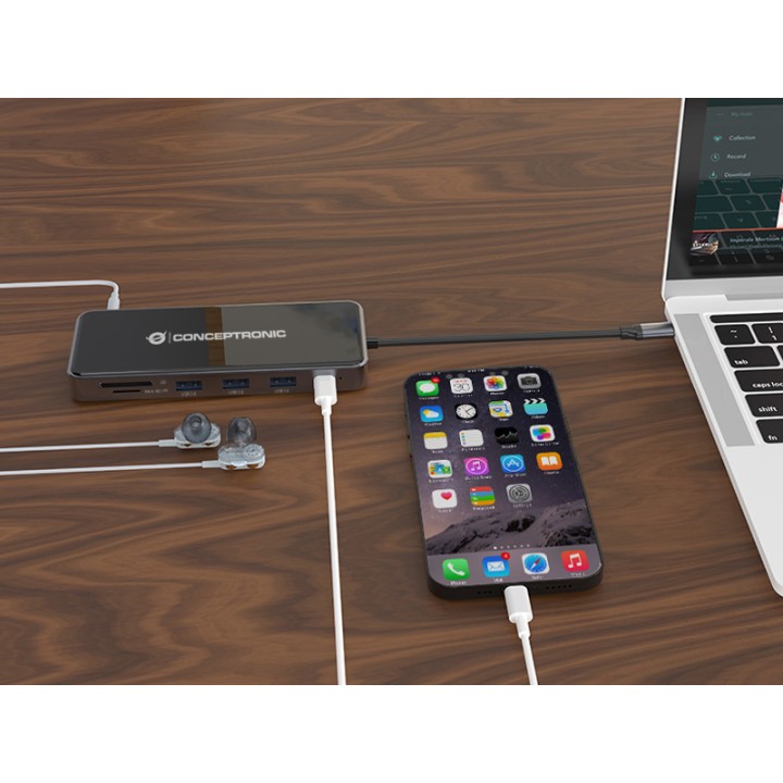 Docking CONCEPTRONIC USB-C 12en1 Gris (DONN15G)