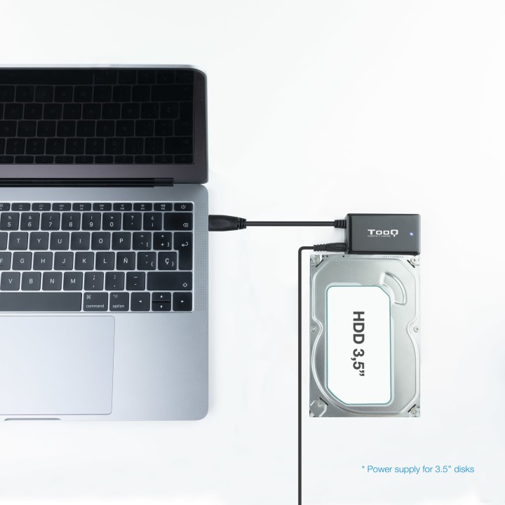 Adaptador TooQ USB-A a SATA 2.5"/3.5" Negro (TQHDA-01A)