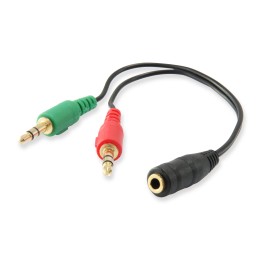 Cable EQUIP Audio 2x3.5mm/M a 3.5mm/H 0.13m (EQ147942)