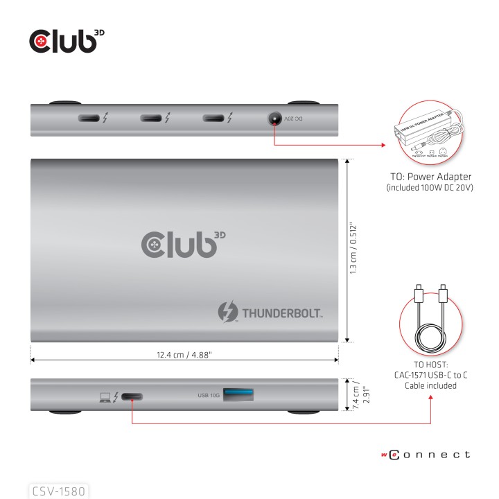 Docking Club 3D Thunderbolt 4 5en1 Plata (CSV-1580)