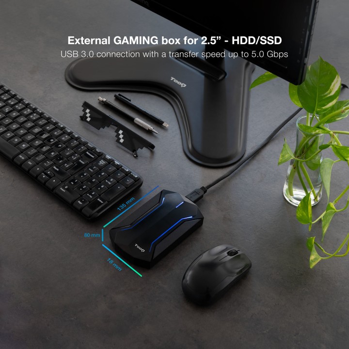 Caja TooQ SSD/HDD 2.5" SATA USB 3.0 Negra (TQE-2599RGB)