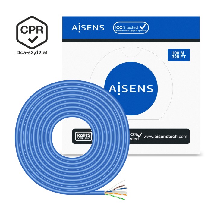 Cable AISENS RJ45 Cat.6 UTP AWG24 100m Azul (A135-0662)